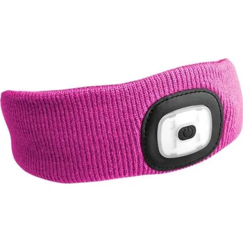 SIXTOL Čelenka s čelovkou 180lm, nabíjecí, USB, univerzální velikost, bavlna/PE, růžová, 5026