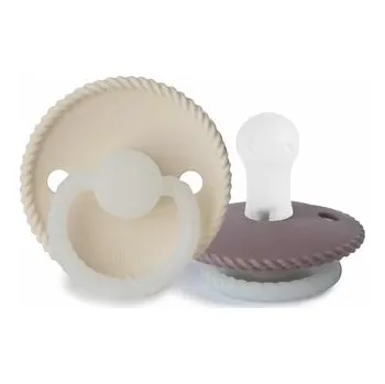 dudlíky DVOJBALENIE CUMLÍKOV FRIGG ROPE CREAM NIGHT/ TWILIGHT MAUVE NIGHT, 0-6M, SILIKÓN