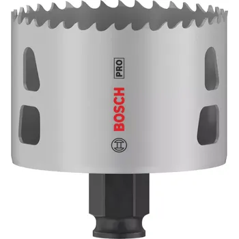 Pilová děrovka Vrtací korunka - děrovka na měkké dřevo, sádrokarton, plasty, neželezné kovy a kovové trubky Bosch PRO MULTI MATERIAL PC PLUS - 70x44mm, 8% kobaltu, rychlořezná ocel, beznástrojový upínací systém Power Change Plus (2608594400)