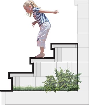 Schodiště otevřené po obou stranách - Štípaný – písková, 2 stupně, 800 mm