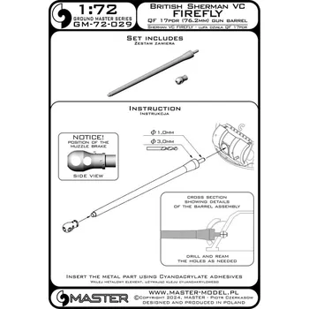 Plastikový model 1/72 Sherman VC Firefly Ordnance QF 17pdr gun bar.