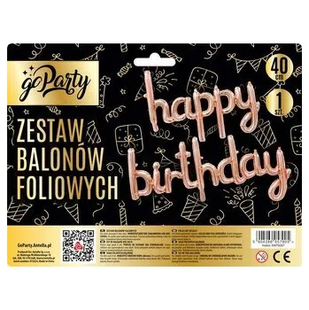 Balónek Zestaw balonów foliowych Happy Birthday rose gold