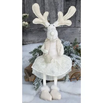 plyšák Sedící bílý plyšový sob