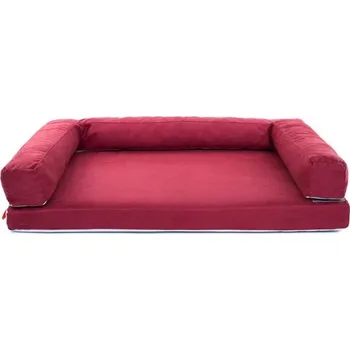 Pelíšek pro psa Aminela pelíšek s okrajem 80x60cm Half and Half červená/světle šedá