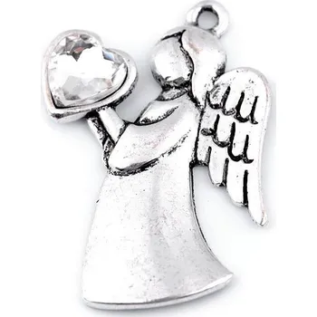 Přívěsek Přívěsek anděl se srdcem 24x36 mm, malé, 1 crystal
