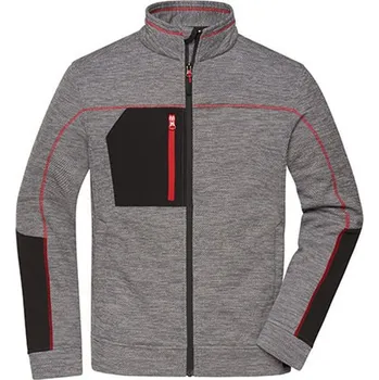 Pánská mikina James&Nicholson Pánská fleecová mikina JN1818 Carbon Melange-Black 6XL