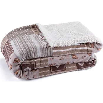 deka Stanex Patchwork beránková deka 150 x 200 cm béžová