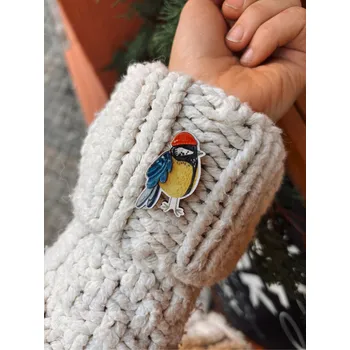 Šperk BeWooden Dřevěná brož - Sýkora