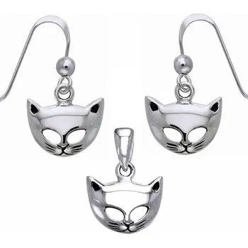 Souprava šperků Stříbrný set kočičí maska