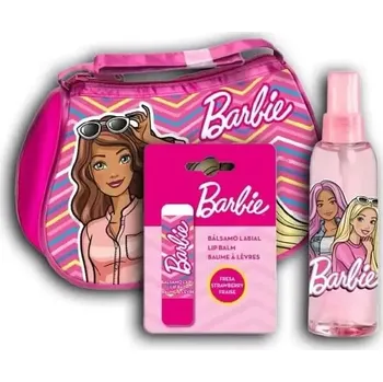 Kosmetická sada Lorenay Barbie dárková kosmetická sada taštička + EDT ve spreji 100 ml + balzám na rty