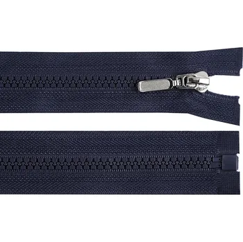 Zip Kostěný zip No 5 délka 80 cm s ozdobným jezdcem, malé, 330 modrá tmavá