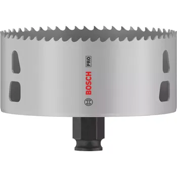 Pilová děrovka Vrtací korunka - děrovka na měkké dřevo, sádrokarton, plasty, neželezné kovy a kovové trubky Bosch PRO MULTI MATERIAL PC PLUS - 108x44mm, 8% kobaltu, rychlořezná ocel, beznástrojový upínací systém Power Change Plus (2608594412)