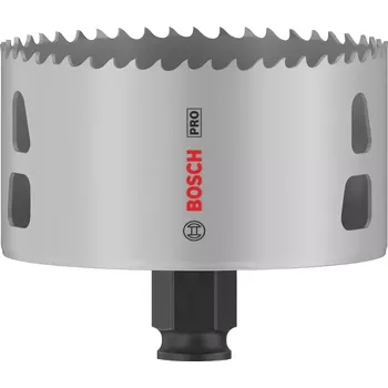 Pilová děrovka Vrtací korunka - děrovka na měkké dřevo, sádrokarton, plasty, neželezné kovy a kovové trubky Bosch PRO MULTI MATERIAL PC PLUS - 89x44mm, 8% kobaltu, rychlořezná ocel, beznástrojový upínací systém Power Change Plus (2608594406)