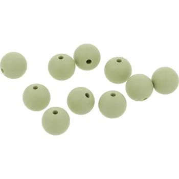 Dětské navlékací korálky Natana silikonové korálky zelená šalvěj 12 mm 10 kusů
