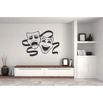 Samolepící dekorace Lepy.cz Samolepka na zeď Divadelní masky Velikost (šířka x výška): l20x83cm, Barevná varianta: Krémová