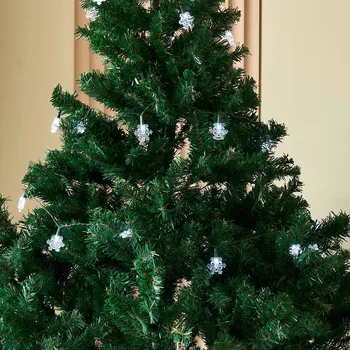 Lampička Lindby LED pohádková světla Parrik, sněhové vločky, 620 cm, IP44 tmavě zelená, průhledná