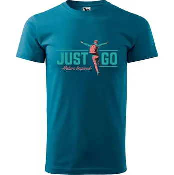 DOBRÝ TRIKO Pánské tričko s potiskem Just go Velikost: XL, Barva: Petrolejová