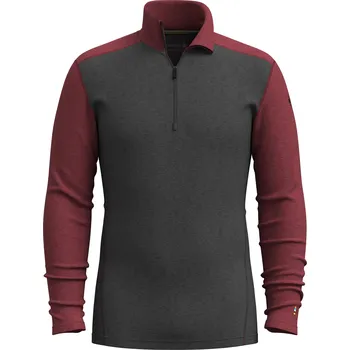 Pánské tričko Smartwool Men's Classic Thermal Merino Base Layer 1/4 Zip - Charcoal-currant Velikost: M