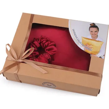 Saténová Beauty sada na spaní, povlak a scrunchie gumička Varianta: 13 bordó, Balení: 1 ks