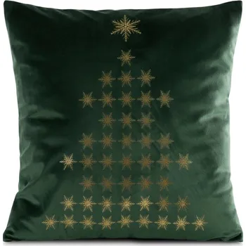 Povlak na dekorativní polštářek Zelený sametový vánoční obal se zlatým stromečkem Šířka: 45 cm | Délka: 45 cm