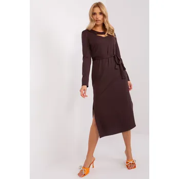 Dámské šaty Lakerta Tmavě hnědé koktejlové šaty s rozparkem Velikost: L/XL