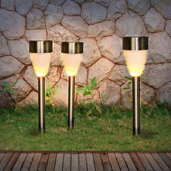 Venkovní osvětlení Globo LED solární svítidlo na zem 33576-3, nerezová ocel, sada 3 ks nerezová ocel, bílá 1 x 0,06 W LED