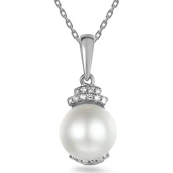 Přívěsek Přívěsek z bílého zlata s perlou a diamanty 0.060 ct IZBR823AP + dárkové balení LUXUS zdarma