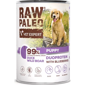 Krmivo pro psa RAW PALEO DUCK&BOAR PUPPY CAN - Mokré krmivo pro štěňata kachní a divočák Balení.: 400 g