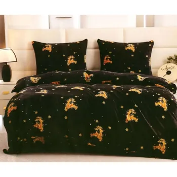 Povlečení Mikroplyšové prostěradlo s motivem sobů 3 díly: 1ks 200x220 + 2ks 70x80