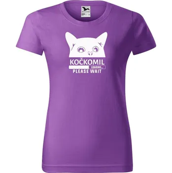 DOBRÝ TRIKO Dámské tričko s potiskem Kočkomil loading Barva: Fialová, Velikost: 2XL