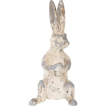 Béžovo-šedá dekorace králík ve vintage stylu - 8*9*17 cm