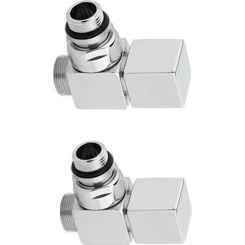 Hlavice pro radiátor Sapho CUBE připojovací sada ventilů ruční rohová, stříbrná CP4520