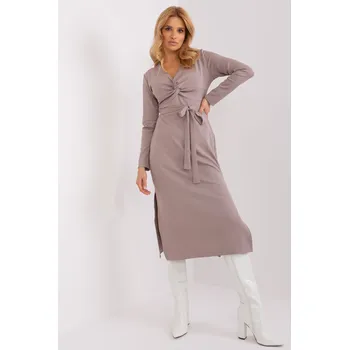 Dámské šaty Lakerta Tmavě béžové šaty s uzlem Velikost: L/XL