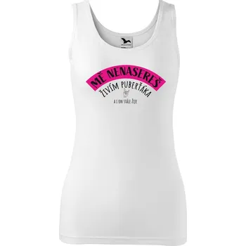 DOBRÝ TRIKO Vtipné dámské tílko s potiskem Živím puberťáka Velikost: S, Barva: Bílá