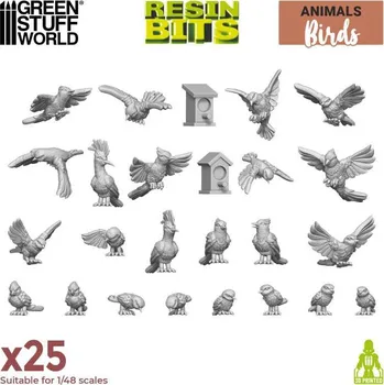 Plastikový model 3D Printed Set Wild Birds – 3D tištění divocí ptáci (25 ks)