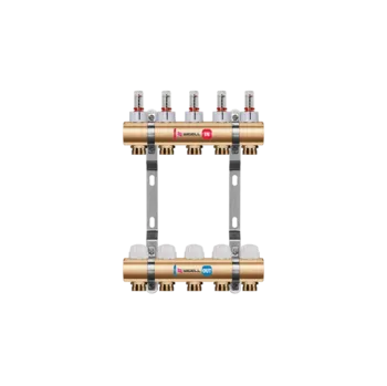 rozdělovač topení Wigell Rozdělovač radiátorový WIGELL, 8 okruhů, mosazný + vsuvky, odvzdušňování na klíč