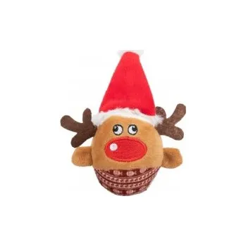 Hračka pro psa Xmas REINDEER - vánoční plyšový míček sob, chrastící