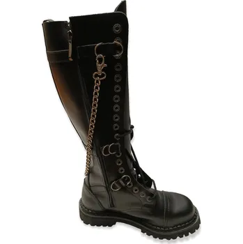 Moto obuv boty kožené KMM 20 dírkové černé s řetízkem Velikost: 39