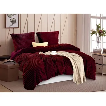 Povlečení Plyšová prostěradla - vínová 2 díly: 1ks 140x200 + 1ks 70x80