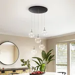 Fabas Luce Závěsné svítidlo LED Ariel, 5 světel, kulaté, krokový stmívač, CCT černá, průhledná 5 x 7 W LED - Doprava zdarma