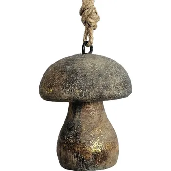 Vánoční ozdoba Dřevěná závěsná ozdoba s patinou houbička Mushroom - Ø 5 * 7cm