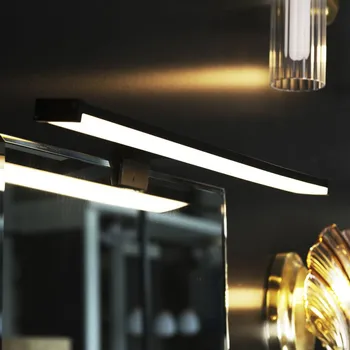 Lampička Searchlight Kos LED zrcadlové světlo, šířka 40 cm, černý hliník IP44 černá, bílá - Doprava zdarma