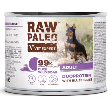 Krmivo pro psa RAW PALEO DUCK&BOAR ADULT CAN - Mokré krmivo pro dospělé psy kachní a divočák Balení.: 200 g