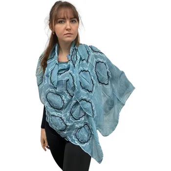 Šátek Dámský šátek 90 x 175 cm Ornaments 23-08 tyrkysový