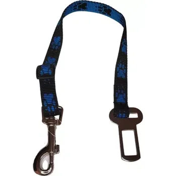Vodítko pro psa Palkar bezpečnostní pás do auta pro malé psy 50 cm x 16 mm černo-modrá s tlapkami
