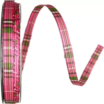 Stuha Stuha taftová SHOCKING PINK KARO 10mm x 25m (4,-Kč/m) POSLEDNÍ KUS! (Stuha taftová, oboustranná, růžová kostka)