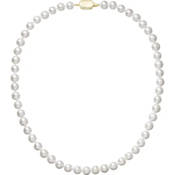 Náhrdelník Evolution Group s.r.o. Perlový náhrdelník z říčních perel se zapínáním ze 14 karátového zlata 922003.1 bílý Záponky: Zlatá 9269A
