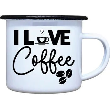 DOBRÝ TRIKO Plecháček s potiskem I love coffee Velikost plecháčku: 330 ml