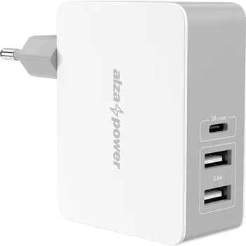 AlzaPower T3C Triple Charger 5.4A bílá