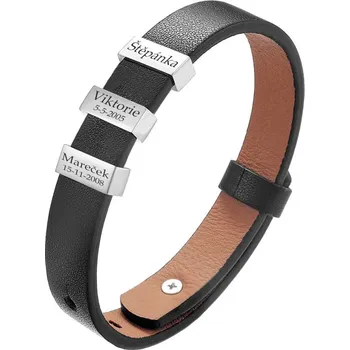 Náramek Šperky4U Personalizovaný kožený náramek OPA216 černá